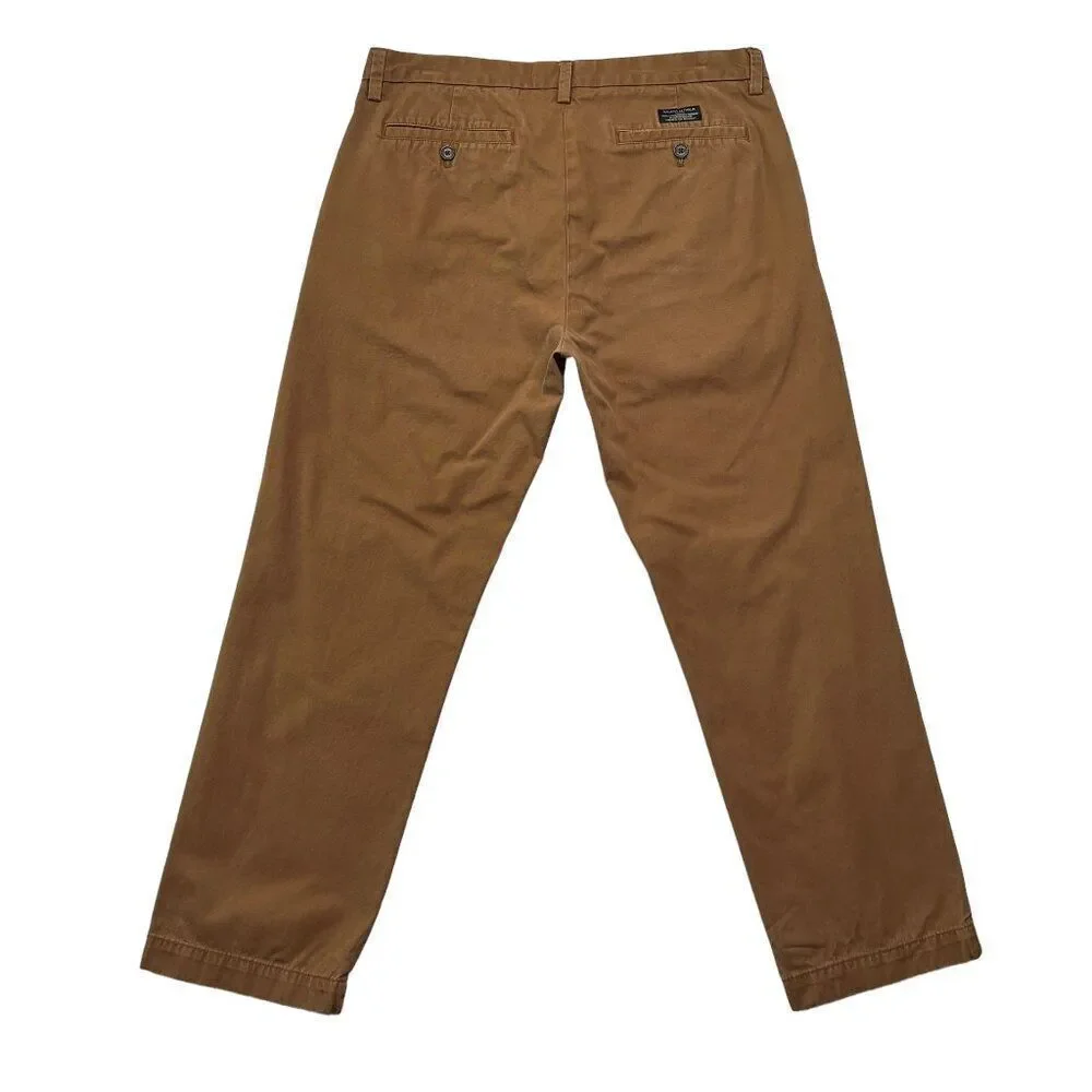 Banana Republic Emerson Pants Men's 35 Brown Straight Chino Cotton Khaki Casual‎
